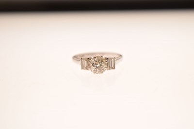Lot 2 - Diamond three stone white metal ring