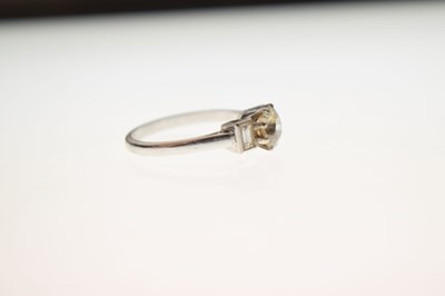 Lot 2 - Diamond three stone white metal ring