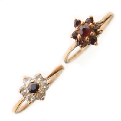 Lot 21 - Two gem-set 9ct gold dress rings