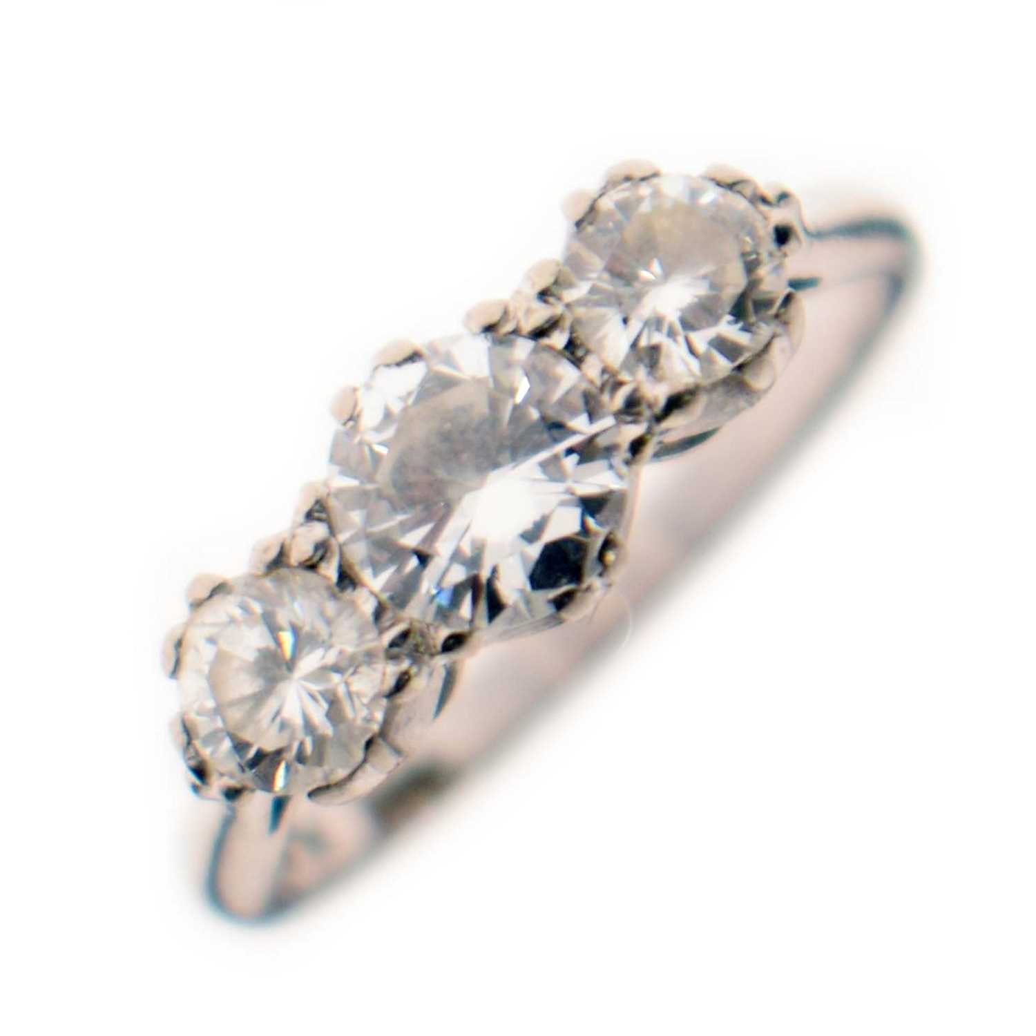 Lot 3 - Diamond three stone white metal ring