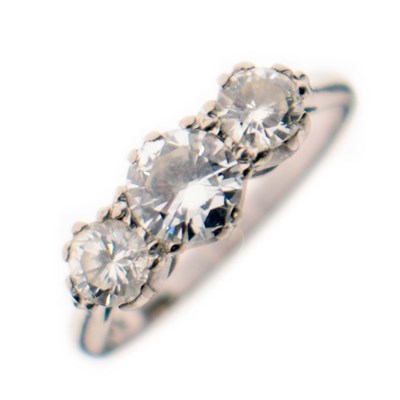Lot 3 - Diamond three stone white metal ring