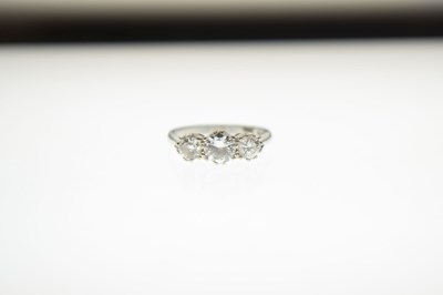 Lot 3 - Diamond three stone white metal ring