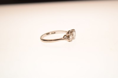 Lot 3 - Diamond three stone white metal ring