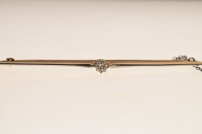 Lot 33 - Early 20th century diamond unmarked rose and white metal bar brooch