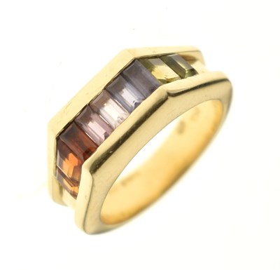 Lot 22 - Rainbow gemstone 18ct gold dress ring