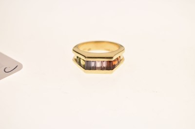 Lot 22 - Rainbow gemstone 18ct gold dress ring