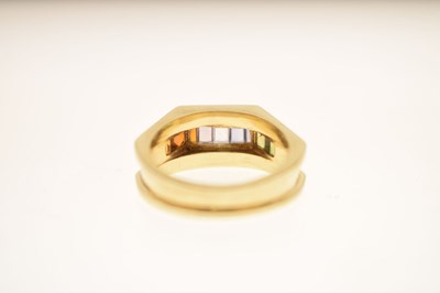Lot 22 - Rainbow gemstone 18ct gold dress ring