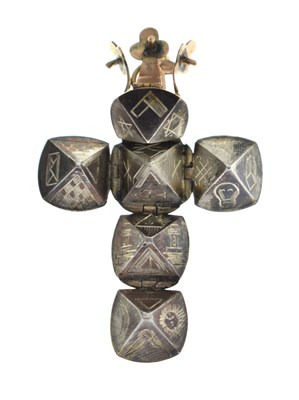 Lot 102 - Masonic orb pendant in yellow and white metal