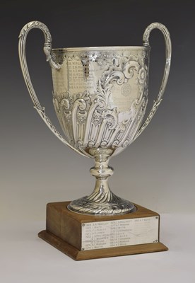 Lot 172 - Late Victorian silver twin handled trophy cup