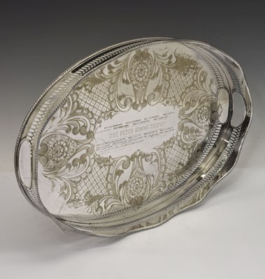 Lot 260 - Late 20th century silver plated gallery tray