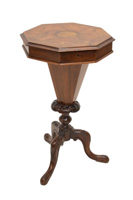 Lot 570 - Victorian inlaid walnut octagonal work table