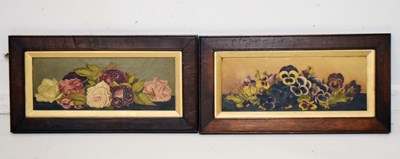Lot 483 - Early 20th century school - Pair of oils - Pansies, and Roses