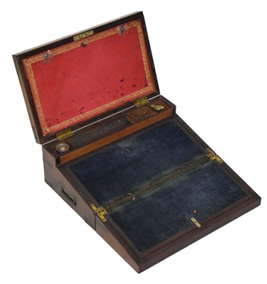 Lot 339 - 19th century brass mounted rosewood lap desk or writing box