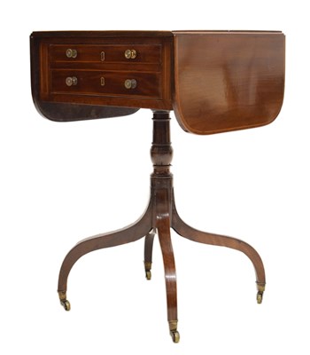 Lot 544 - Regency mahogany inlaid pedestal work table