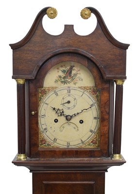 Lot 483 - Small early 19th century mahogany cased 8-day painted dial longcase clock