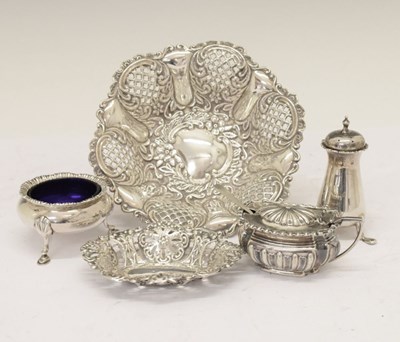 Lot 125 - Quantity of silver items to include Edward VII bonbon dish