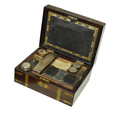 Lot 337 - 19th century brass bound rosewood vanity box