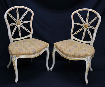 Lot 516 - Pair of George III star back dining chairs in the manner of Thomas Chippendale