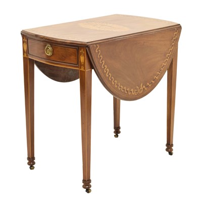 Lot 511 - Good George III inlaid mahogany and satinwood oval pembroke table