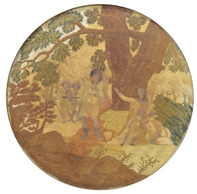 Lot 437 - Late George III circular silkwork picture