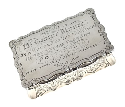 Lot 179 - Maritime Interest - Victorian silver table snuff box
