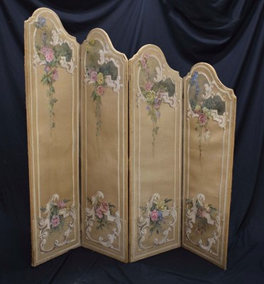 Lot 595 - Louis XV style four-fold dressing screen