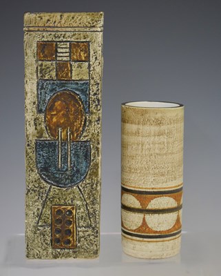 Lot 577 - Troika Pottery - Cuboid slab vase, etc