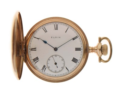 Lot 188 - Elgin - Early 20th century gold plated full hunter pocket watch