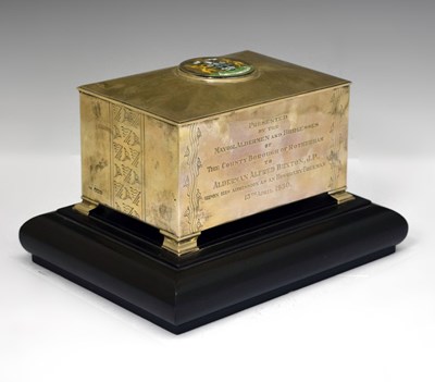 Lot 170 - George VI silver and enamel freedom casket, County Borough of Rotherham 1950