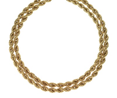 Lot 68 - Yellow metal rope link necklace