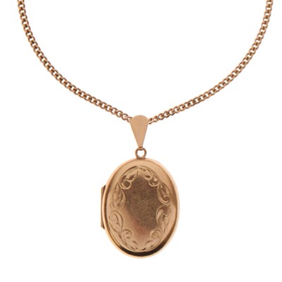 Lot 95 - 9ct gold filed curb link chain with oval locket