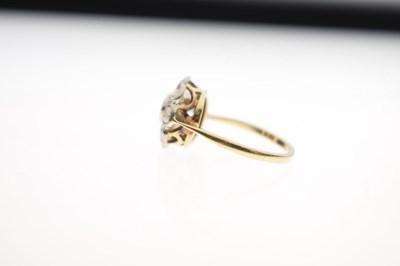 Lot 7 - Early 20th century diamond yellow and white metal flower head cluster ring
