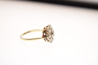 Lot 7 - Early 20th century diamond yellow and white metal flower head cluster ring