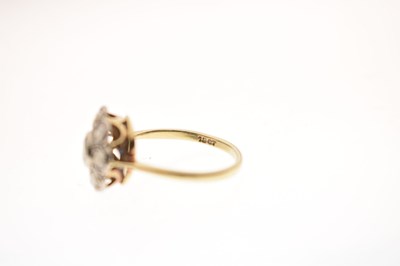 Lot 7 - Early 20th century diamond yellow and white metal flower head cluster ring