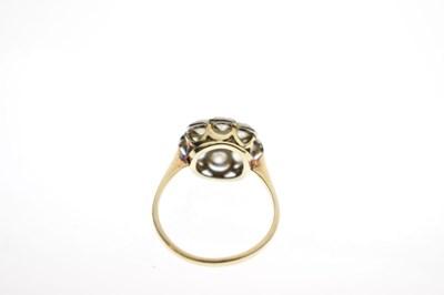 Lot 7 - Early 20th century diamond yellow and white metal flower head cluster ring