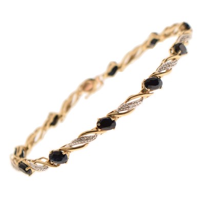 Lot 104 - Sapphire and diamond 9ct gold bracelet