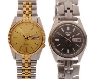 Lot 172 - Seiko - Two '5' stainless steel bracelet watches