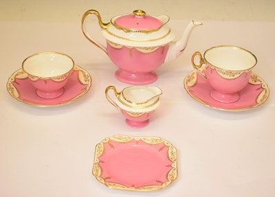Lot 421 - Small group of Shelley pink ground tea wares