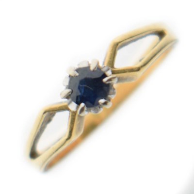 Lot 20 - Sapphire single stone dress ring, stamped '18ct'