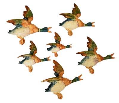 Lot 594 - Set of six Beswick pottery flying Mallard ducks