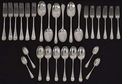 Lot 160 - Matched set of early 20th century silver Old English Rat-Tail pattern cutlery