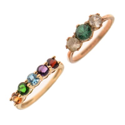 Lot 37 - Two 9ct gold stone set dress rings