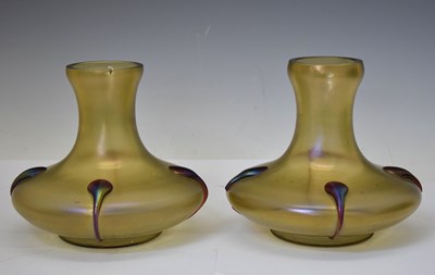 Lot 548 - Pair of early 20th century Art Nouveau style iridescent glass vases