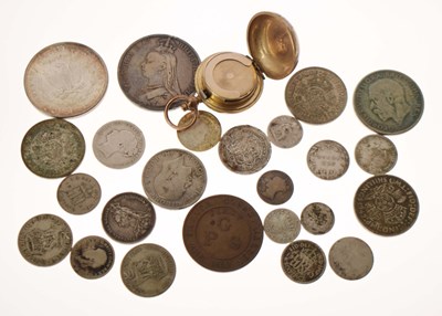 Lot 325 - Collection of coins plus brass sovereign case