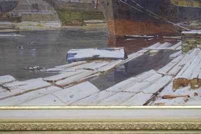 Lot 404 - Charles Brooke Branwhite (1851-1929) - Watercolour - 'Bristol Harbour in Winter'