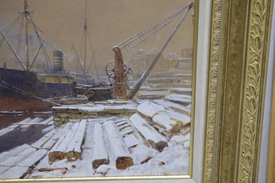 Lot 404 - Charles Brooke Branwhite (1851-1929) - Watercolour - 'Bristol Harbour in Winter'