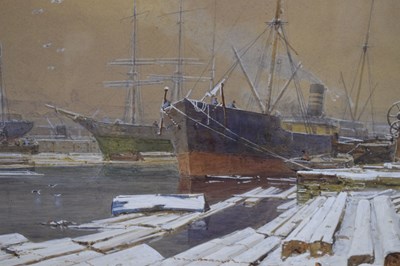 Lot 404 - Charles Brooke Branwhite (1851-1929) - Watercolour - 'Bristol Harbour in Winter'