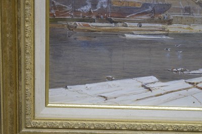 Lot 404 - Charles Brooke Branwhite (1851-1929) - Watercolour - 'Bristol Harbour in Winter'