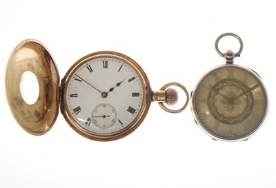 Lot 204 - Waltham gold plated half-hunter pocket watch