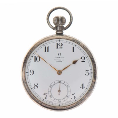 Lot 201 - Omega - George V silver cased open face pocket watch